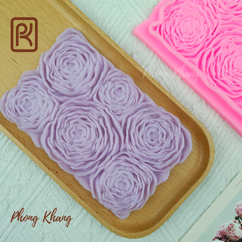 Khuôn silicon ốp thành bánh hoa hồng