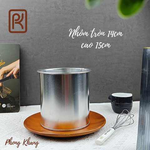 Khuôn nhôm tròn đáy liền Phong Khang 14cm cao 15cm