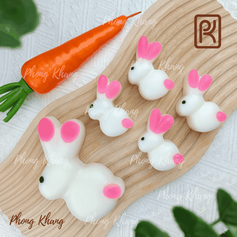 Khuôn silicon làm rau câu hình thỏ lớn nhỏ
