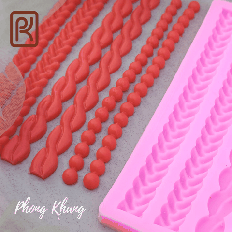 [Ảnh thực tế] Khuôn silicon 4d Phong Khang làm rau câu viền chân bánh nhiều kiểu