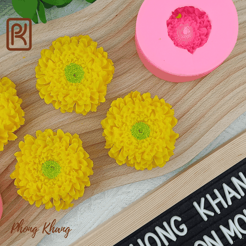 Khuôn silicon 4d làm rau câu hoa cúc vạn thọ