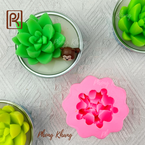 Khuôn silicon 4d làm rau câu sen đá lớn