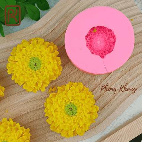 Khuôn silicon 4d làm rau câu hoa cúc vạn thọ