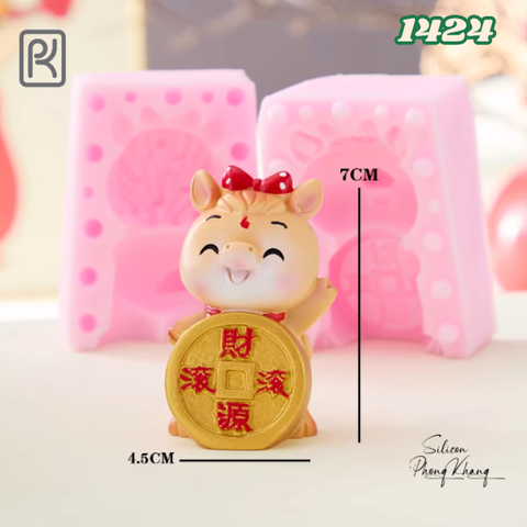 Khuôn silicon ngựa cầm đồng xu