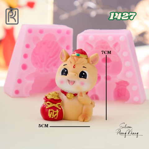 Khuôn silicon ngựa cầm hủ vàng
