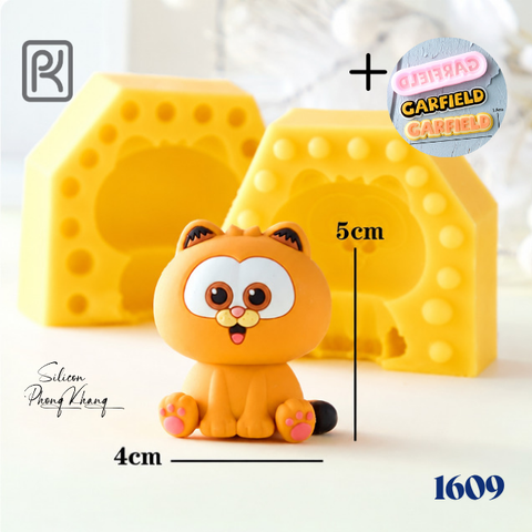 Khuôn silicon mèo Garfield + tặng khuôn chữ