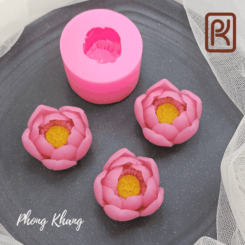 [Ảnh thực] Khuôn silicon 4d Phong Khang làm rau câu hoa sen