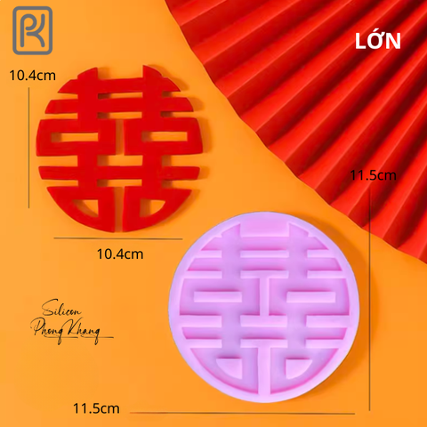 Khuôn silicon chữ hỷ tròn lớn
