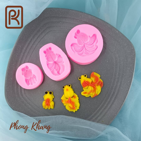 [Ảnh thực] Combo 3 khuôn silicon 4d Phong Khang làm rau câu hình cá ba đuôi