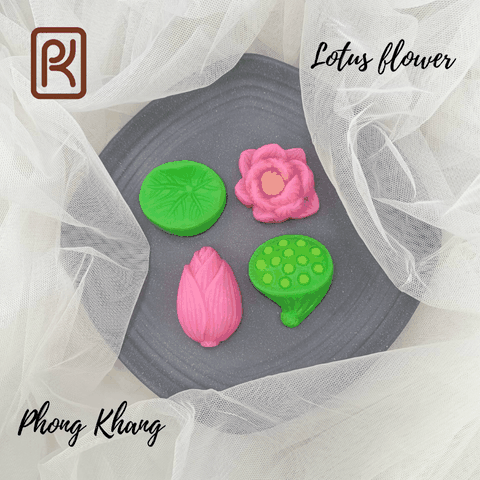 [Ảnh thực tế] Set 4 khuôn silicon 4d Phong Khang làm sen trôi nước