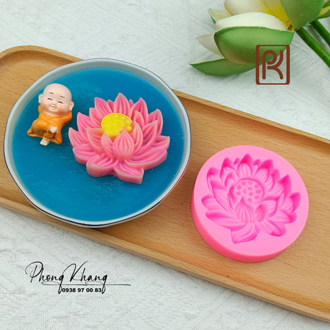 Khuôn silicon làm rau câu hình hoa sen nở size trung