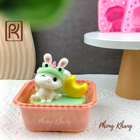 Khuôn 4d hình thỏ mặc áo lân may mắn