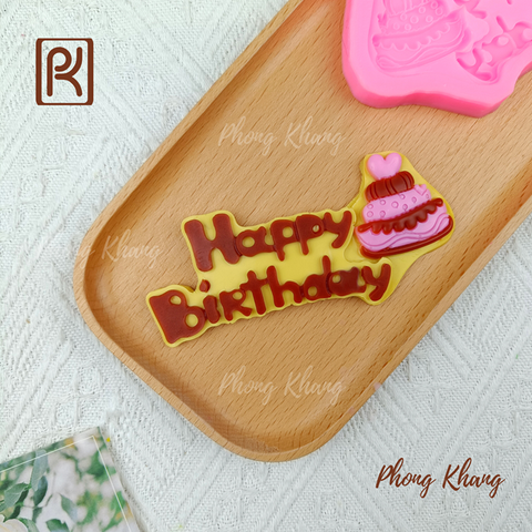 Khuôn silicon làm rau câu chữ happpy birthday