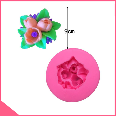 Khuôn silicon 4d làm rau câu chùm hoa tulip