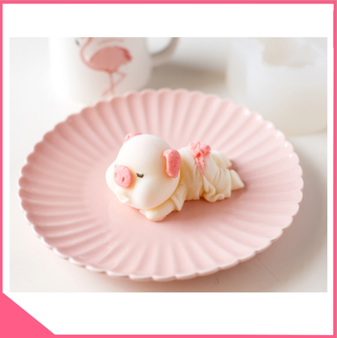 Khuôn silicon 4d làm rau câu heo tắm tiên