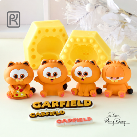Khuôn silicon mèo Garfield + tặng khuôn chữ
