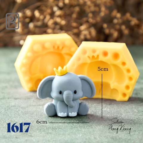 Khuôn silicon con voi đội vương miện