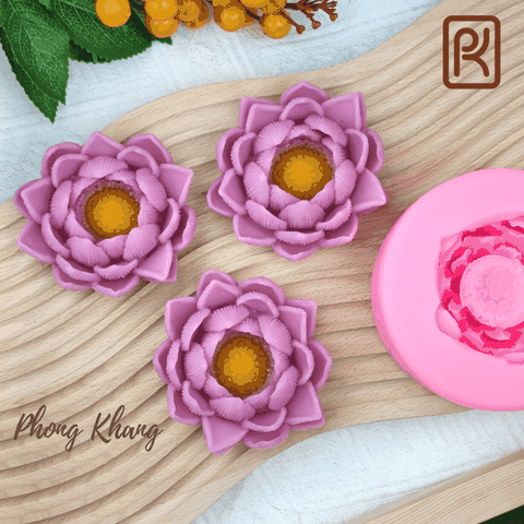 Khuôn  silicon 4d làm rau câu hoa sen nhiều tầng lớn