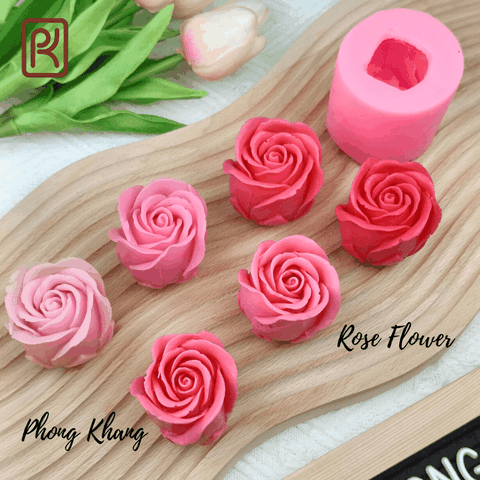 Khuôn silicon 4d làm rau câu hoa hồng cao