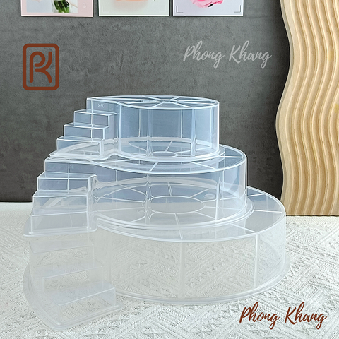 (Tặng kèm trụ giữ) Bộ 3 khuôn nhựa Hofaco bậc cầu thang làm rau câu (không bán lẻ)