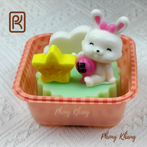 Khuôn 4d thỏ cầm đèn chữ phúc