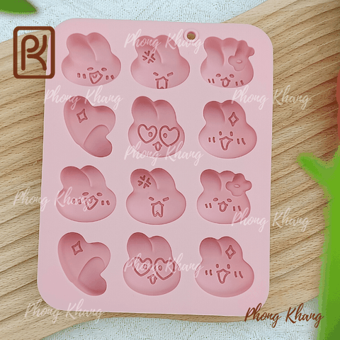 Khuôn silicon làm rau câu hình thỏ và trái tim