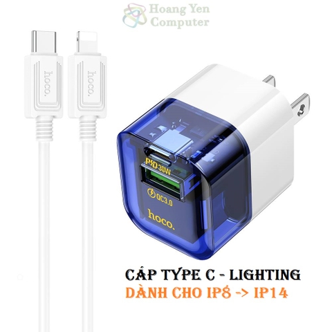 Bộ Sạc Nhanh 30W Hoco DM-C3 - Type C to Lighting PD30W hoặc Type C to Type C PD30W - Hoangyencomputer