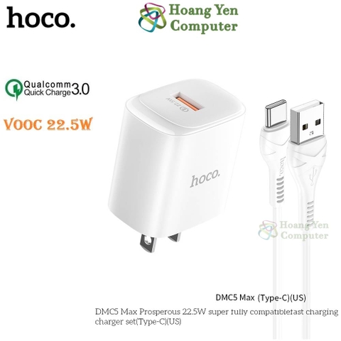 Bộ Sạc Nhanh VOOC Hoco DMC5 (VOOC 22.5W) - BH 12 Tháng | Cốc Sạc Quick Charge 18W - Hoàng Yến Computer