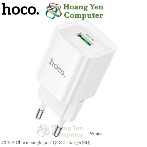 Cốc Sạc Nhanh Hoco C145A 1 Cổng USB QC3.0, Sạc Nhanh 18W - BH 12 Tháng - Hoàng Yến Computer