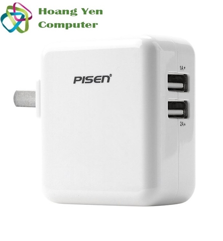 Cốc Sạc Nhanh Pisen Cho IPad 2.4A 2 Cổng USB - BH 1 năm chính hãng