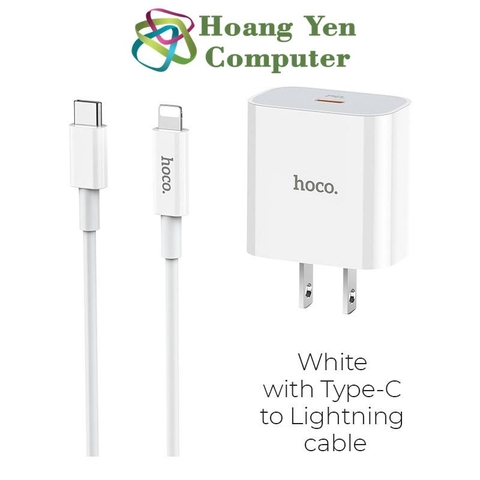 Bộ Sạc Nhanh 20W Cho IPhone IPad Hoco C76 + Cáp Sạc TYPE C - LIGHTNING (QC3.0, PD 20W) - BH 1 Năm Chính Hãng