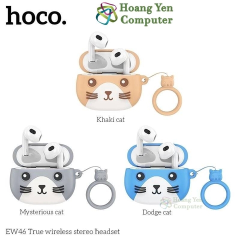 Tai Nghe Bluetooth Hoco EW46 Kiểu Dáng Mèo Siêu Kute, Nhỏ Gọn, Thời Lượng Pin 3-4 Giờ - BH 12 Tháng | Tai Nghe Mèo