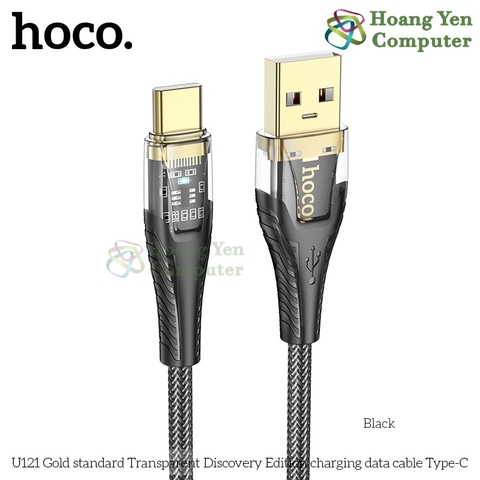 Cáp Sạc Nhanh Hoco U121 Crystal Charging Data Cable 27W–60W, Dây Dù, Đèn LED - BH 1 Năm - Hoàng Yến Computer