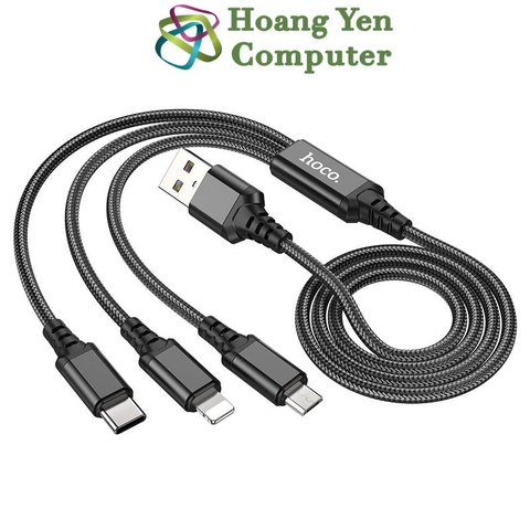 Cáp Sạc 3 Đầu Hoco X76 Dây Dù Dài 1.0M - BH 6 Tháng 1 Đổi 1 -  Hoàng Yến Computer