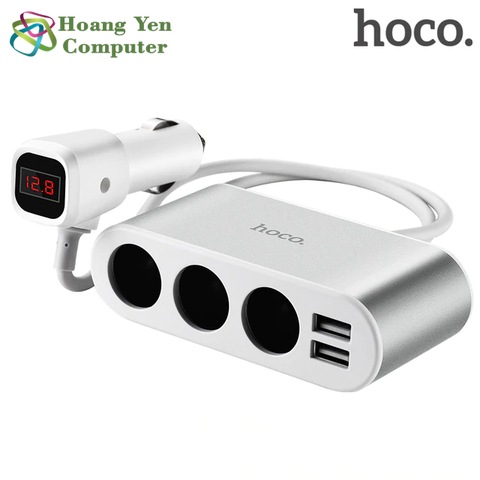 Cốc Sạc Xe Hơi Hoco Z13 3 Cổng Tẩu Sạc, 2 Cổng Sạc USB - BH 1 Năm