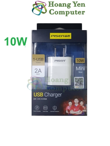 Cốc Sạc 10W Pisen TS-C134 5V-2A Cho Các Dòng Điện Thoại, Pin Dự Phòng - BH 1 Năm - Hoàng Yến Computer | Cốc sạc 2A