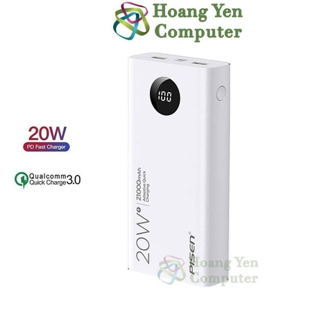 Sạc Dự Phòng Pisen TS-D298 20000Mah (Sạc Nhanh QC3.0 18W, PD20W) - BH 1 Năm - Hoàng Yến Computer