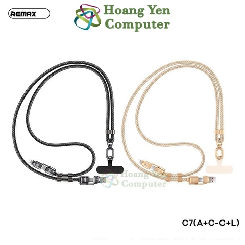 Cáp Sạc Remax C7 4in1 (A+C-C+L) 240W Đa Năng – Dây Bện Siêu Bền,Siêu To – BH 12 Tháng – Hoàng Yến Computer