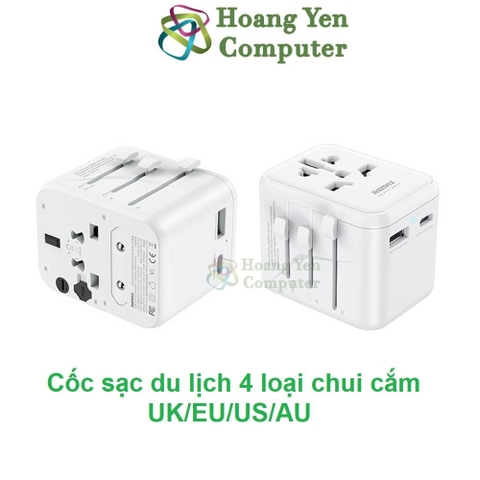 Cốc Sạc Du Lịch Remax RP-U23 12W - Chui Cắm UK/EU/US/AUS - BH 1 Năm - Hoàng Yến Computer