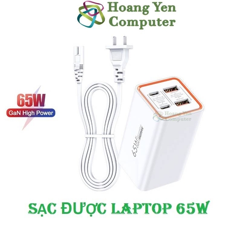 Cốc Sạc Nhanh GaN 65W Remax RP-U39 4 Cổng Sạc (2 Type C và 2 USB, Dây Cắm Dài 1.5m) - BH 12T - Hoàng Yến Computer