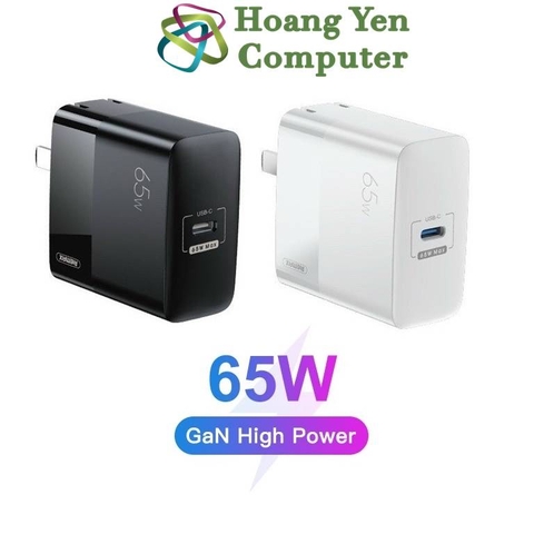 Cốc Sạc Nhanh 65W Gan Remax RP-U56 Cổng Sạc Type C, Chui Cắm Gắp Gọn - BH 12T - Hoàng Yến Computer