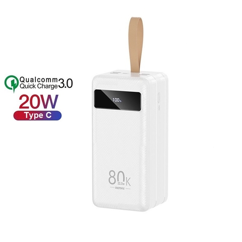 Sạc Dự Phòng Remax RPP-266 80000mAh (Sạc Nhanh QC3.0 18W, 22.5W, PD18W, VOOC 2.0) - BH 1 Năm - Hoàng Yến Computer