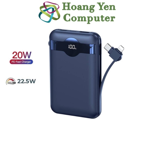 [MẪU MỚI] Sạc Dự Phòng Remax RPP-280 10000mAh (Sạc Nhanh QC3.0, VOOC 22.5W, PD20W), Tích Hợp Cáp Sạc - Hoangyencomputer