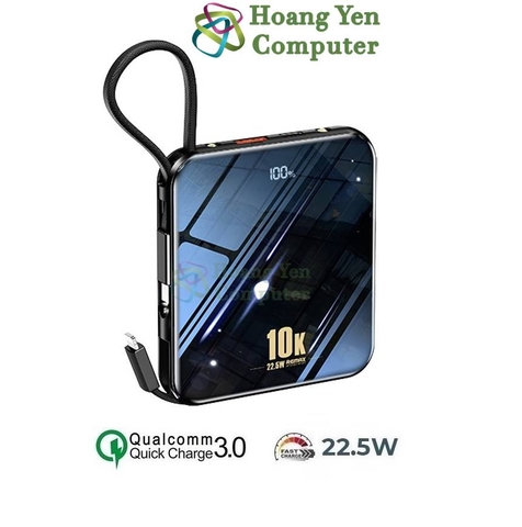 Sạc Dự Phòng Remax RPP-285 10000Mah (Sạc Nhanh QC3.0, VOOC 2.0  PD20W), Tích Hợp Cáp Sạc - BH 1 Năm - Hoàng Yến Computer