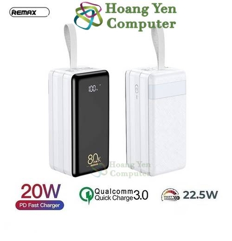 Sạc Dự Phòng Remax RPP-291 80000mAh (Sạc Nhanh QC3.0 18W, VOOC 22.5W, PD20W) - BH 1 Năm - Hoàng Yến Computer