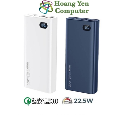 Sạc Dự Phòng Remax RPP-292 20000mAh (Sạc Nhanh QC3.0 18W, 22.5W, PD20W, VOOC 2.0) - BH 1 Năm - Hoàng Yến Computer