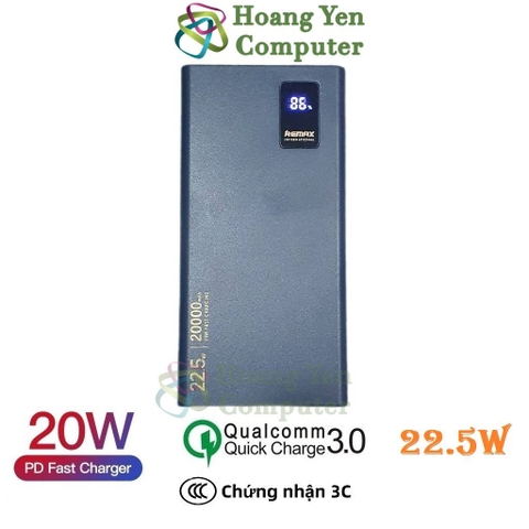 Sạc Dự Phòng Remax RPP-292 20000mAh (Sạc Nhanh QC3.0 18W, 22.5W, PD20W, VOOC 2.0) - BH 1 Năm - Hoàng Yến Computer