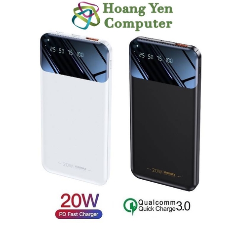 Sạc Dự Phòng Remax RPP-502 10000mAh (Sạc Nhanh QC3.0 18W, PD20W) 2 Cổng Sạc Vào, 1 Cổng Sạc Ra - Hoangyencomputer