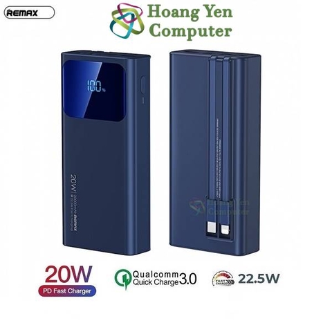 Sạc Dự Phòng Remax RPP-535 20000Mah (Sạc Nhanh QC3.0, VOOC 2.0, PD20W), Tích Hợp Cáp Sạc - BH 1 Năm - Hoàng Yến Computer