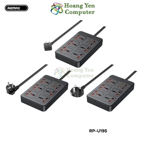 Ổ Cắm Điện Đa Năng Remax RP-U195 2500W (5 cổng AC, 2 cổng USB, 4 cổng Type C PD65W) - BH 6 Tháng | Hoangyencomputer